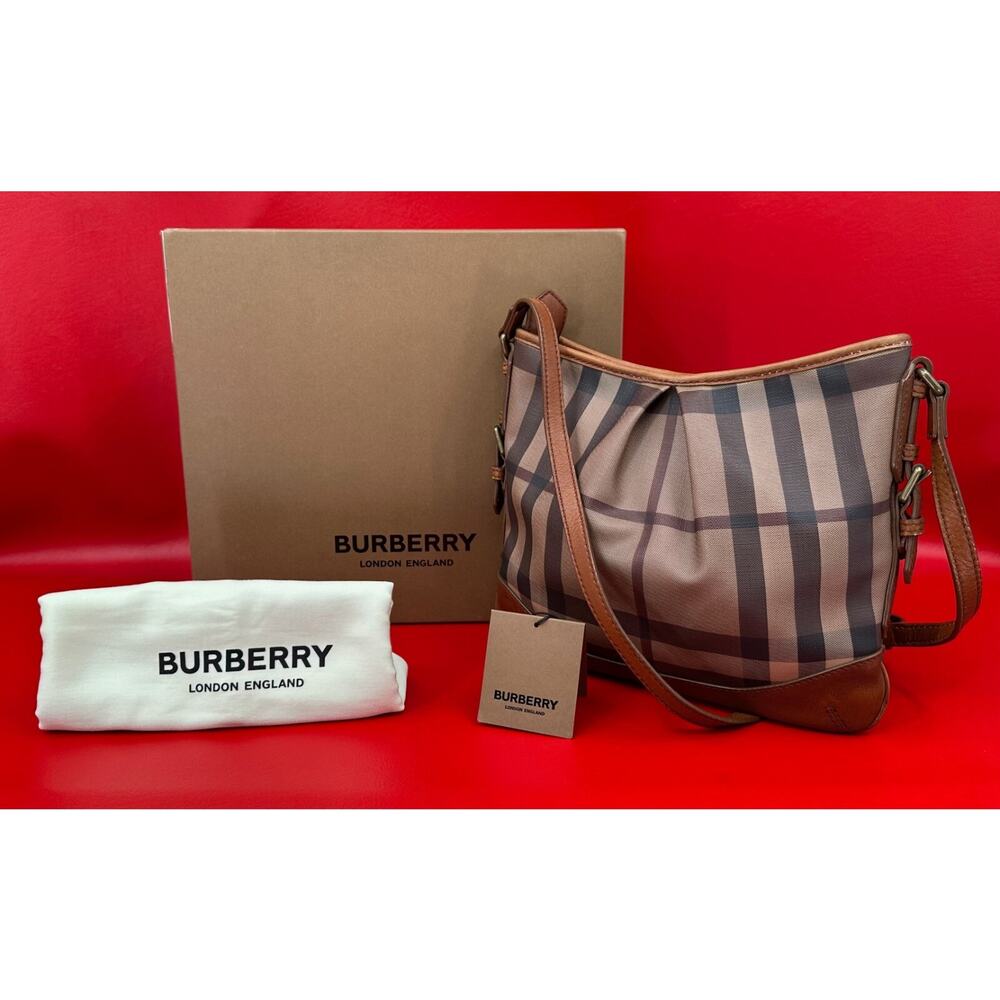 Burberry Smoke Check Brown Hartham PVC and Leather Crossbody Bag